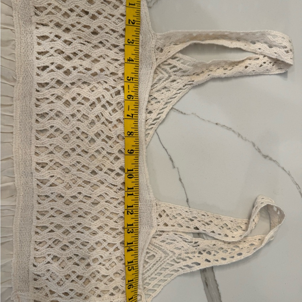 Women's Cream Crochet Tank Top - Lightweight Summer Layer - Picture 10 of 11